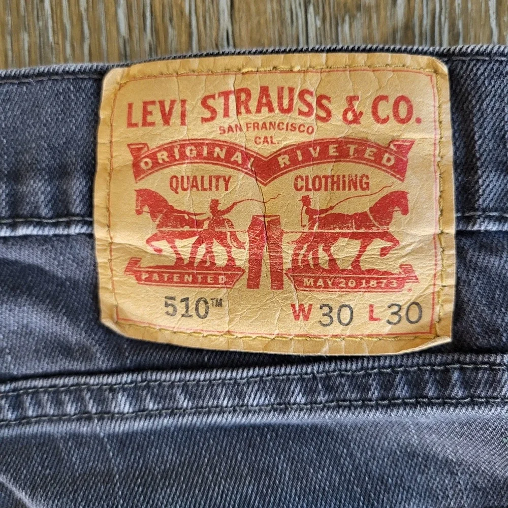 Levis 510 Skinny Fit Jeans Mens 30x30 Faded Black Denim Pants